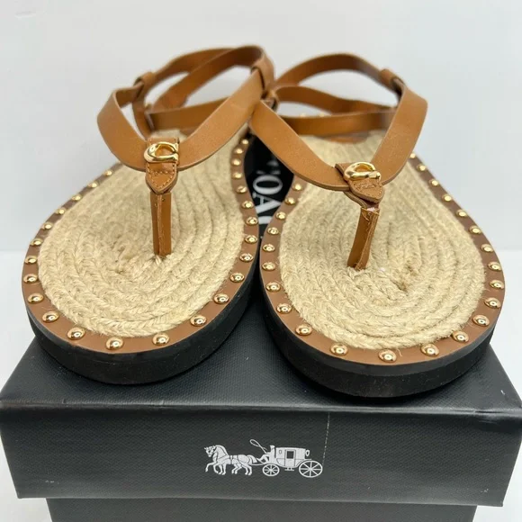 COACH SANDALS, “GRACEY LEATHER “PENNY” COLOR, WOMENS SIZE 7.5-B, EUR 38-B - Picture 3 of 16